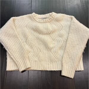Madewell Cable Knit Sweater Oatmeal Wool Blend Womens Size S